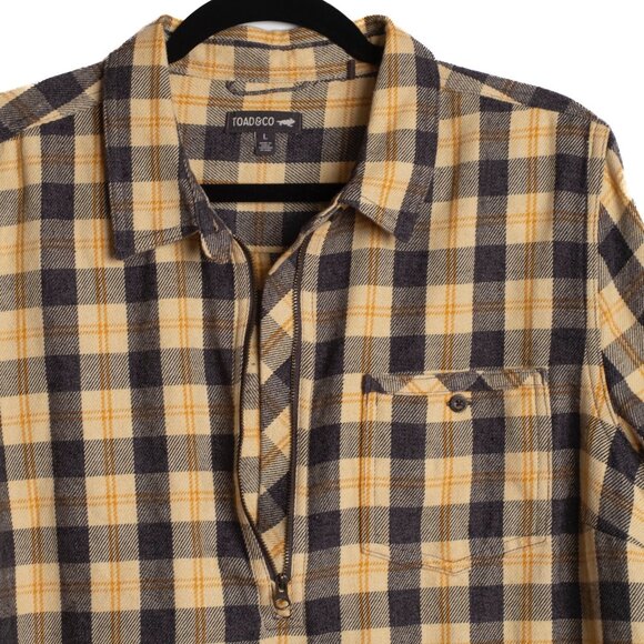 Toad&Co Bodie 1/4 Zip Long Sleeve Plaid Dress Size L - Picture 7 of 10